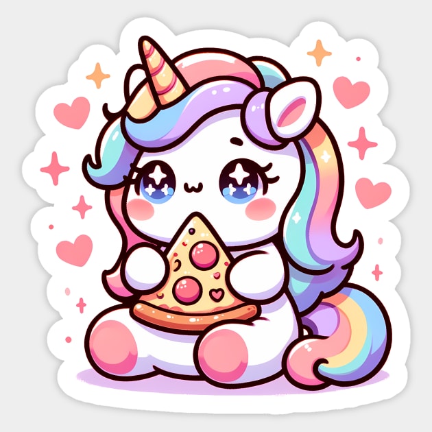 Pizza Unicorn Lover, Love Eating Pizza Sticker by logiamerch